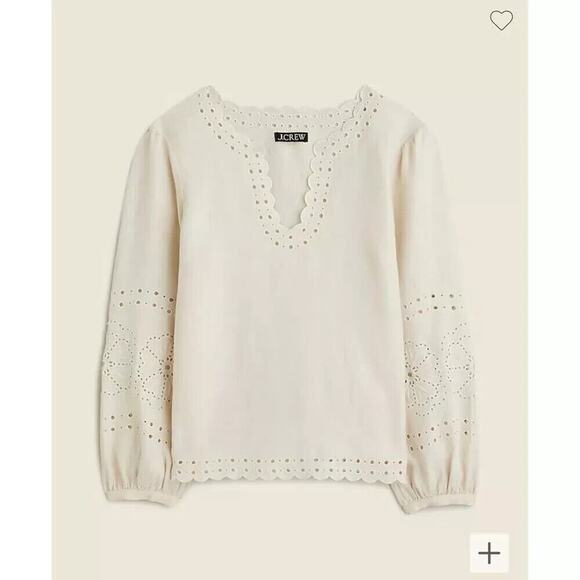 NWOT J. Crew Bungalow Embroidered Top in Linen Natural Sz XS - Picture 1 of 7
